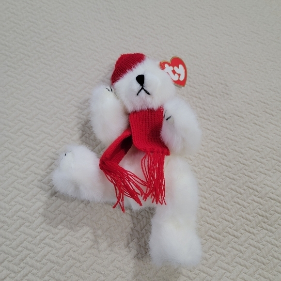 NEW Vintage TY Peppermint Polar Bear Winter Hat and Scarf - Picture 13 of 16